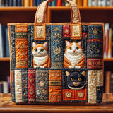 Storie di Gatti sullo Scaffale Borsa Tote Trapuntata