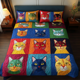 Set di Biancheria da Letto Trapuntata 3 Pezzi Baffi del Gatto