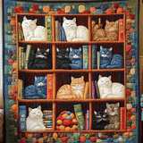 Sonnellino del Gatto sui Libri Coperta Trapuntata