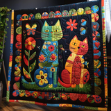 Gatti e Fiori Coperta Trapuntata