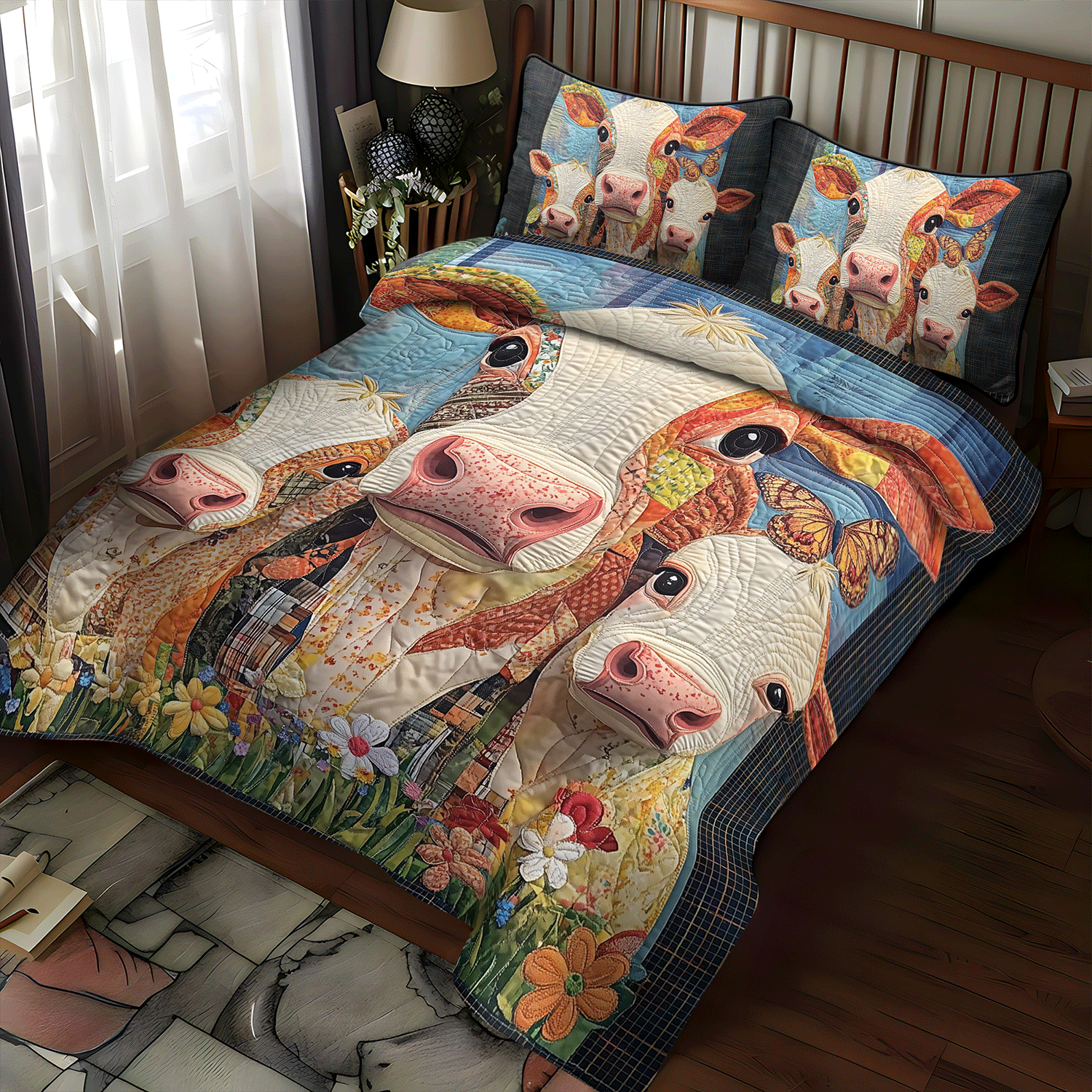 Set di Biancheria da Letto Trapuntata 3 Pezzi Fascino di Cattle