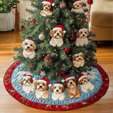 Avventura del Cavapoo Copri Base per Albero di Natale Trapuntato