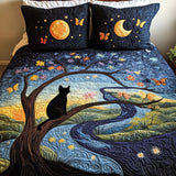 Set di Biancheria da Letto Trapuntata 3 Pezzi Gatto Celeste