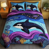 Set di Biancheria da Letto Trapuntata 3 Pezzi Celeste Orca