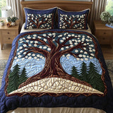 Set di Biancheria da Letto Trapuntata 3 Pezzi Albero Celeste