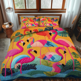Set di Biancheria da Letto Trapuntata 3 Pezzi Fenicottero Affascinante