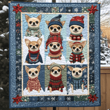 Allegra Corsa Natalizia del Chihuahua Quilt Artistico da Parete