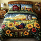 Set di Biancheria da Letto Trapuntata 3 Pezzi Pollaio della Gallina