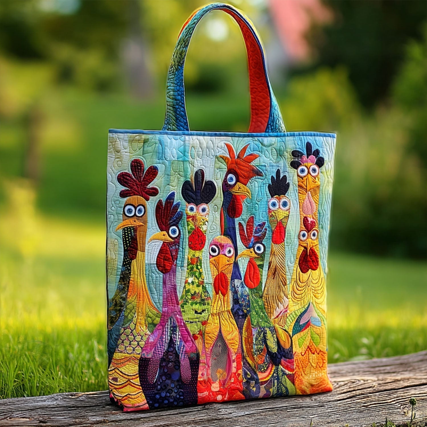 Vivace Villaggio delle Galline Borsa Tote Trapuntata