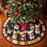 Auguri di Noël del Chihuahua Copri Base per Albero di Natale Trapuntato