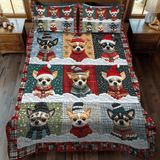 Set di Biancheria da Letto Trapuntata 3 Pezzi Chihuahua Xmas Crew