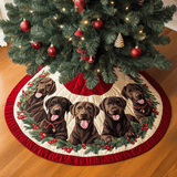 Labrador Cioccolato Copri Base per Albero di Natale Trapuntato