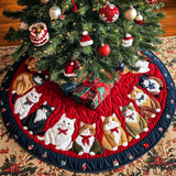Atteggiamento Natalizio del Gatto Copri Base per Albero di Natale Trapuntato