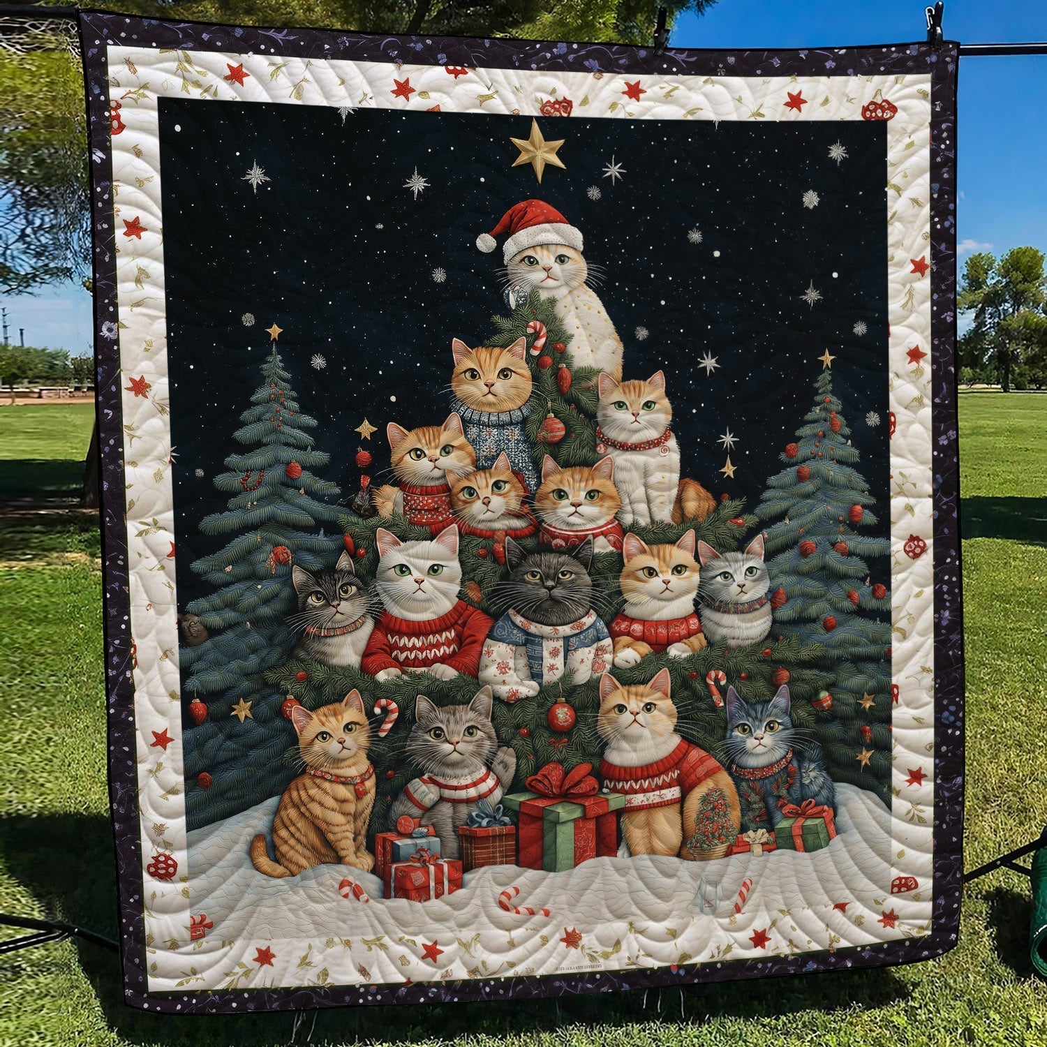 Albero di Natale del Gatto Coperta Trapuntata