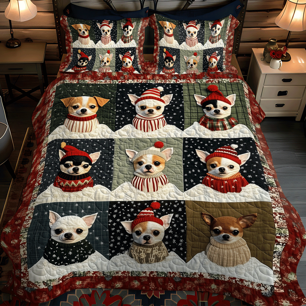 Set di Biancheria da Letto Trapuntata 3 Pezzi Fascino del Natale di Chi