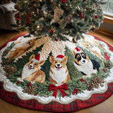 Gioia Natalizia del Corgi Copri Base per Albero di Natale Trapuntato