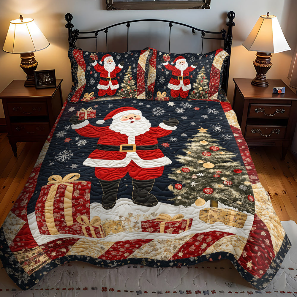 Set di Biancheria da Letto Trapuntata 3 Pezzi Babbo Natale del Natale della Vigilia
