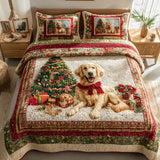 Christmas Golden Retriever 3-Piece Quilted Bedding Set NCU0HH218