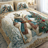 Set di Biancheria da Letto Trapuntata 3 Pezzi Orso del Natale del Focolare
