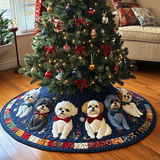 Allegria dello Shih Tzu di Natale Copri Base per Albero di Natale Trapuntato