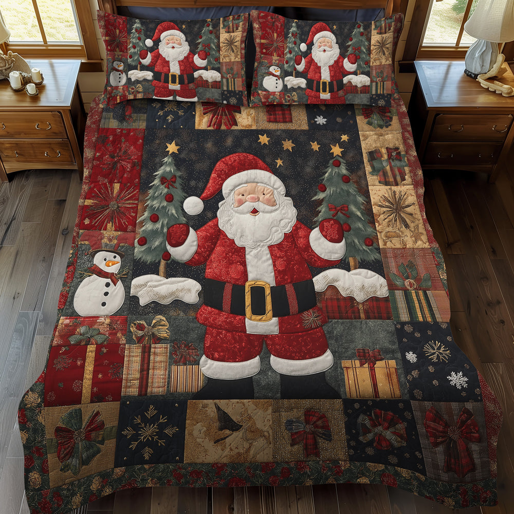 Set di Biancheria da Letto Trapuntata 3 Pezzi Fascino Classico del Babbo Natale