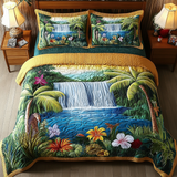 Set di Biancheria da Letto Trapuntata 3 Pezzi Giardino Costiero