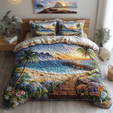 Set di Biancheria da Letto Trapuntata 3 Pezzi Tramonto Costiero Calmo