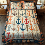 Set di Biancheria da Letto Trapuntata 3 Pezzi Ancore Colorate