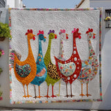 Parata di Galline Colorate Coperta Trapuntata