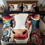 Set di Biancheria da Letto Trapuntata 3 Pezzi Mucca Colorata