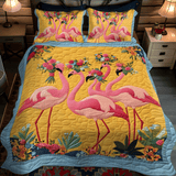 Set di Biancheria da Letto Trapuntata 3 Pezzi Fenicottero Colorato