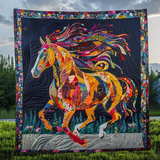 Cavallo al Galoppo Colorato Coperta Trapuntata