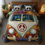 Set di Biancheria da Letto Trapuntata 3 Pezzi Autobus Colorato di Hippie