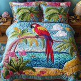 Set di Biancheria da Letto Trapuntata 3 Pezzi Colorato Parrot