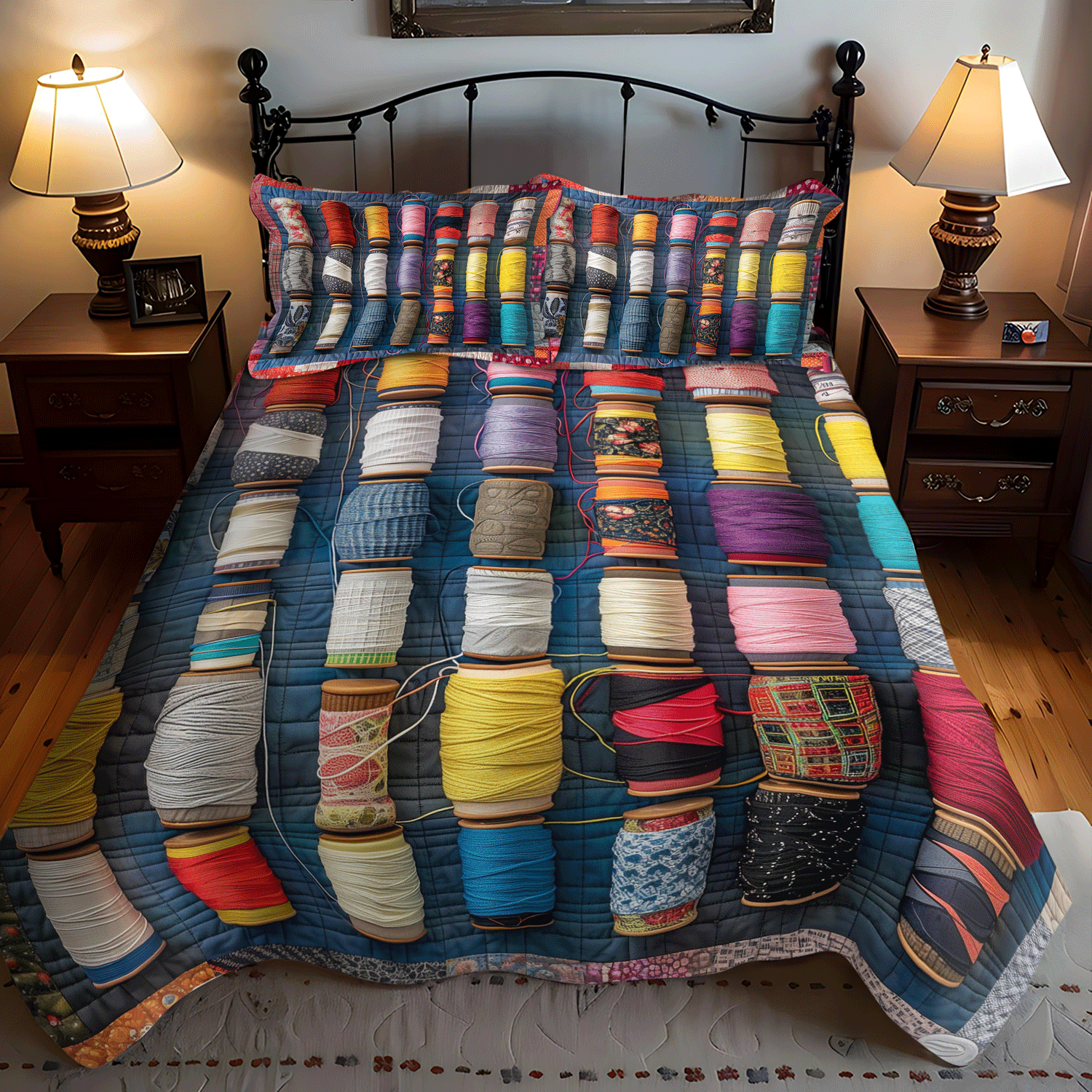 Set di Biancheria da Letto Trapuntata 3 Pezzi Colorato Spools