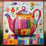 Ora del Tè Colorata Quilt Artistico da Parete