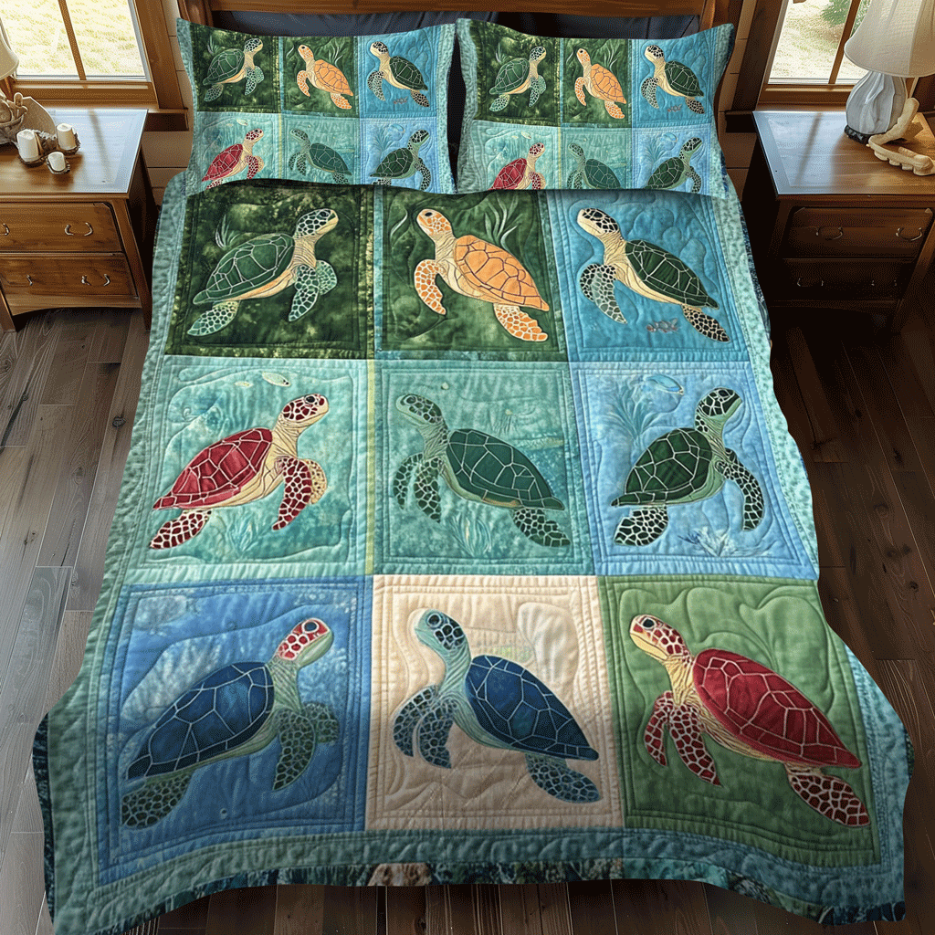 Set di Biancheria da Letto Trapuntata 3 Pezzi Barriera Corallina del Corallo di Comfor