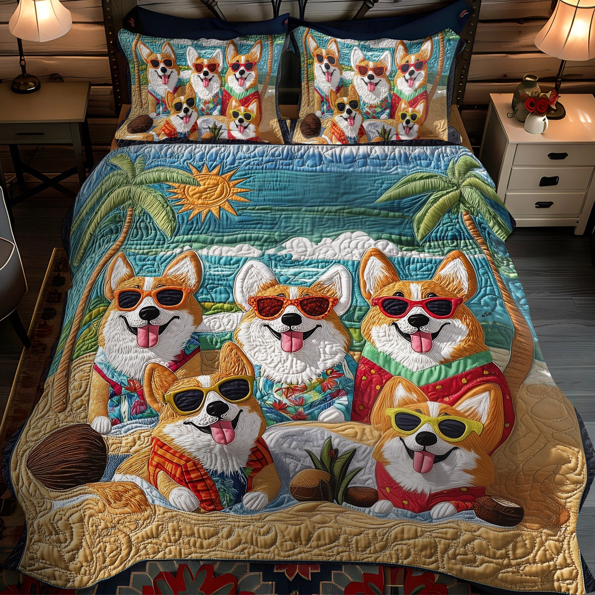 Set di Biancheria da Letto Trapuntata 3 Pezzi Beatitudine del Corgi