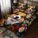 Set di Biancheria da Letto Trapuntata 3 Pezzi Fascino del Corgi