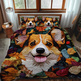 Set di Biancheria da Letto Trapuntata 3 Pezzi Fascino del Corgi
