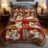 Set di Biancheria da Letto Trapuntata 3 Pezzi Fascino del Corgi di Wrap