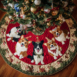 Cerchio del Corgi delle Feste Copri Base per Albero di Natale Trapuntato