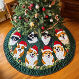 Corgi Gioioso Copri Base per Albero di Natale Trapuntato