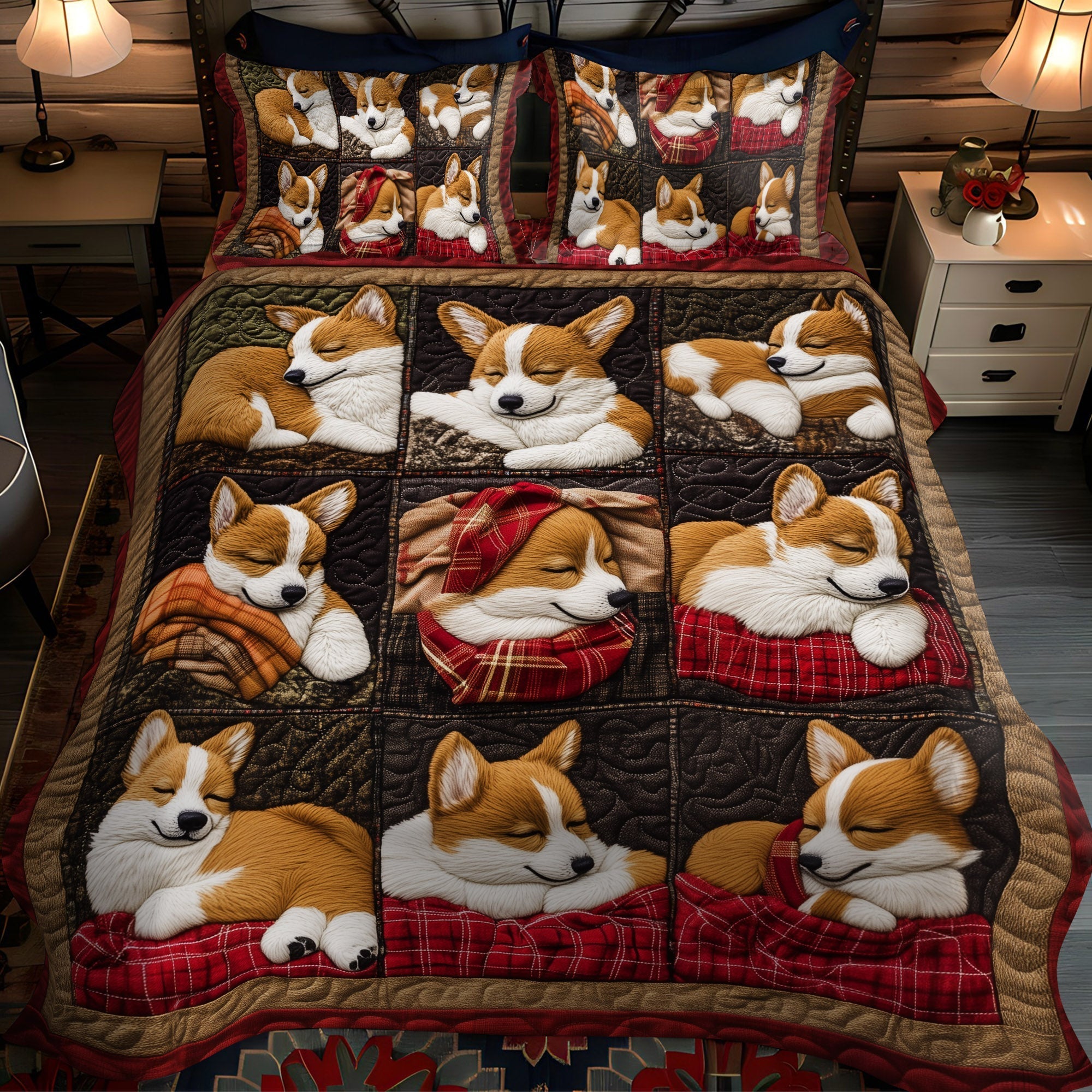 Set di Biancheria da Letto Trapuntata 3 Pezzi Corgi di Joyride