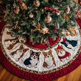 Corgi tra il Vischio Copri Base per Albero di Natale Trapuntato