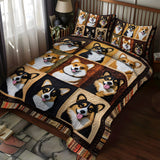 Set di Biancheria da Letto Trapuntata 3 Pezzi Zampe del Corgi e Sogni