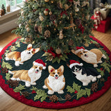Campane della Slitta del Corgi Copri Base per Albero di Natale Trapuntato