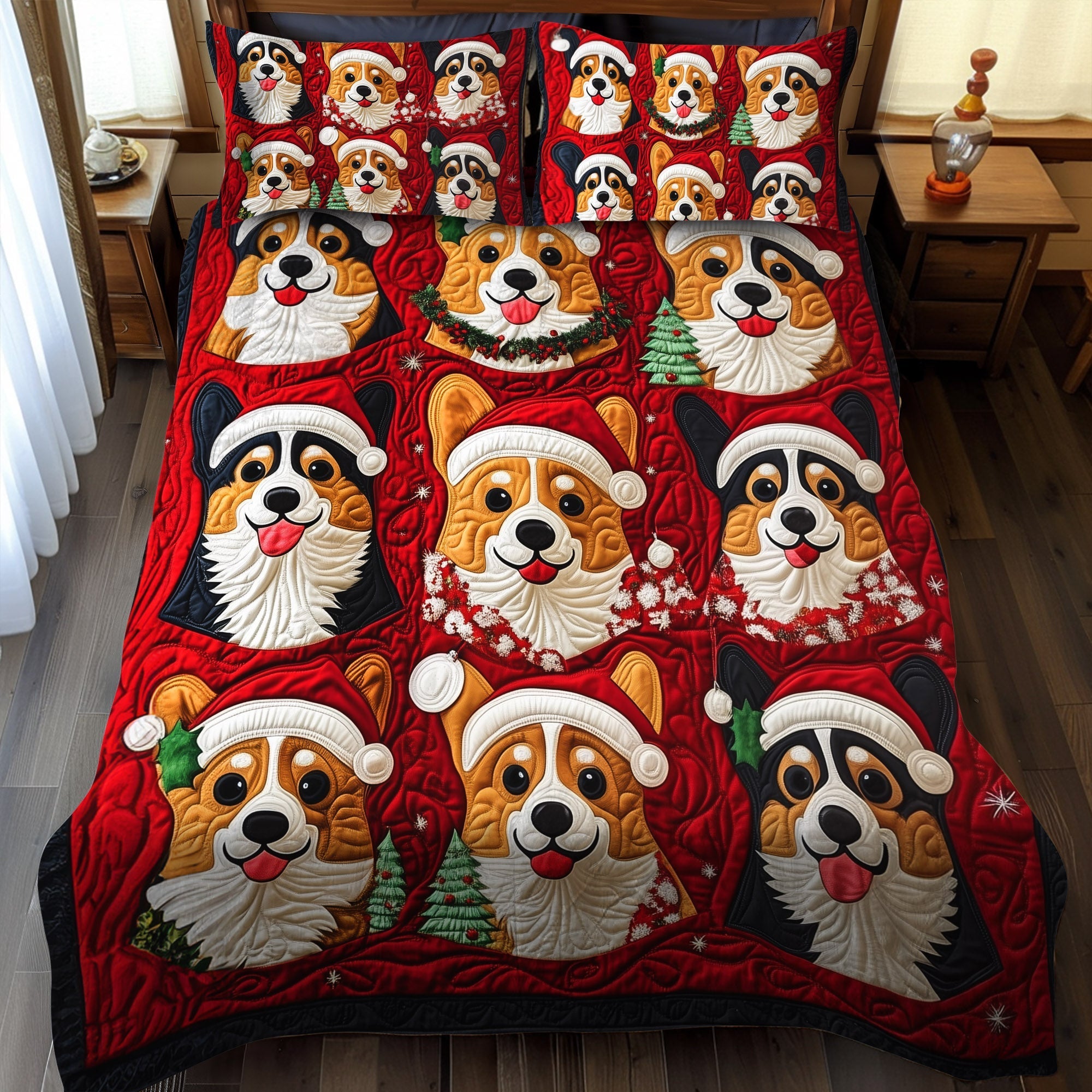 Set di Biancheria da Letto Trapuntata 3 Pezzi Toppa del Corgi della Coccola