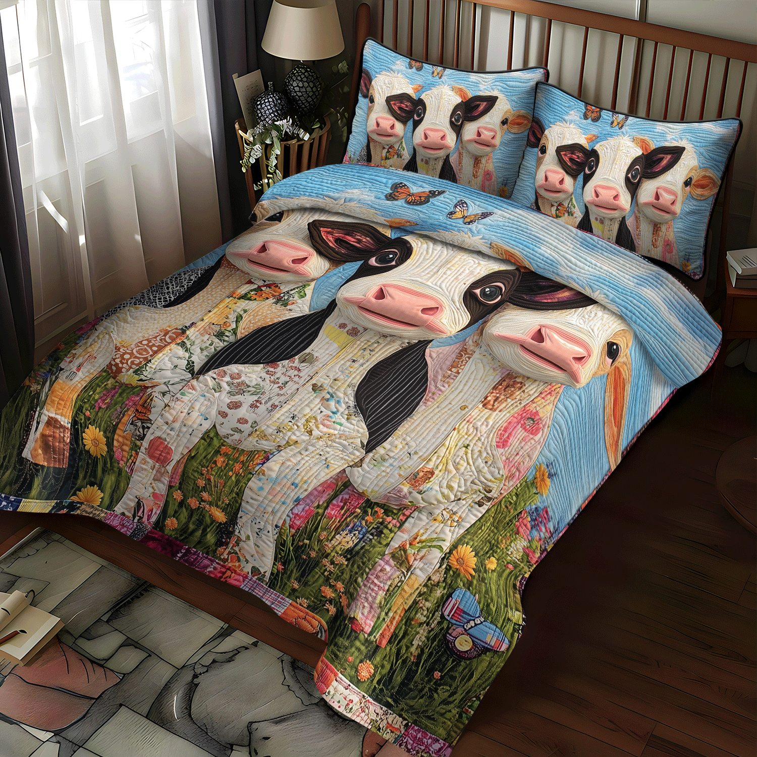Set di Biancheria da Letto Trapuntata 3 Pezzi Mucca di Cuddles