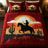 Set di Biancheria da Letto Trapuntata 3 Pezzi Tramonto del Cowboy